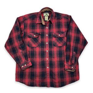 Vintage Field & Stream Plaid Heavy Flannel Button Shirt Buffalo Sz L Lumberjack